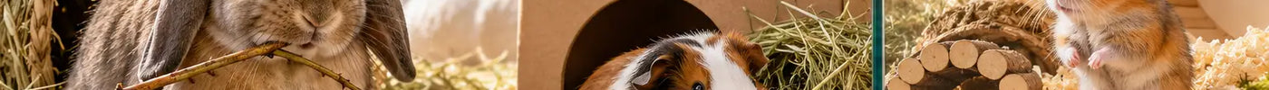 Konijn, cavia en hamster gebruiken veilige verrijking in aparte verblijven