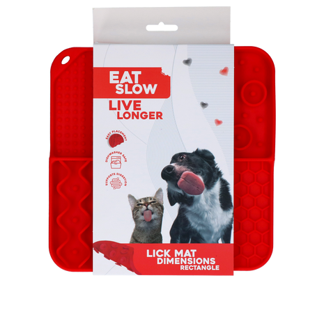 Eat Slow Live Longer Lick Mat Dimensions Rectangle Rood