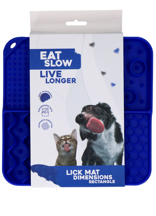 Eat Slow Live Longer Lick Mat Dimensions Rectangle Blauw