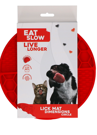 Eat Slow Live Longer Lick Mat Dimensions Circle Rood
