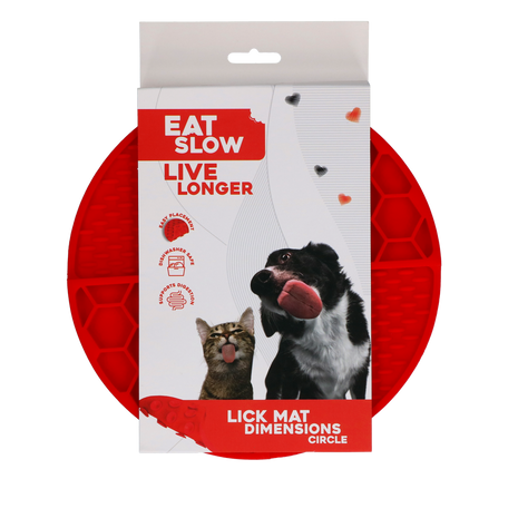 Eat Slow Live Longer Lick Mat Dimensions Circle Rood
