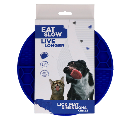 Eat Slow Live Longer Lick Mat Dimensions Circle Blauw