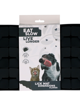 Eat Slow Live Longer Lick Mat Dimensions Flower Grijs