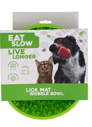 Eat Slow Live Longer Lick Mat Wobble Bowl Groen