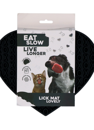 Eat Slow Live Longer Lick Mat Lovely Heart Grijs