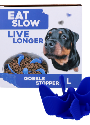 Eat Slow Live Longer Gobble Stopper Blauw