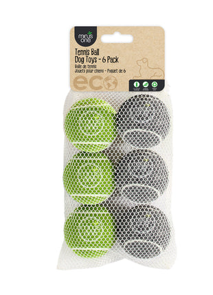 Minus One Bouncy Tennis Ball Dog Toys 6-pack