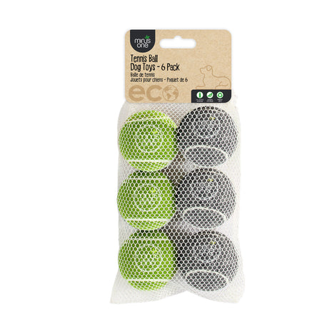 Minus One Bouncy Tennis Ball Dog Toys 6-pack