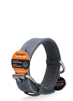 Spotted! Pro Leren Halsband - Grijs