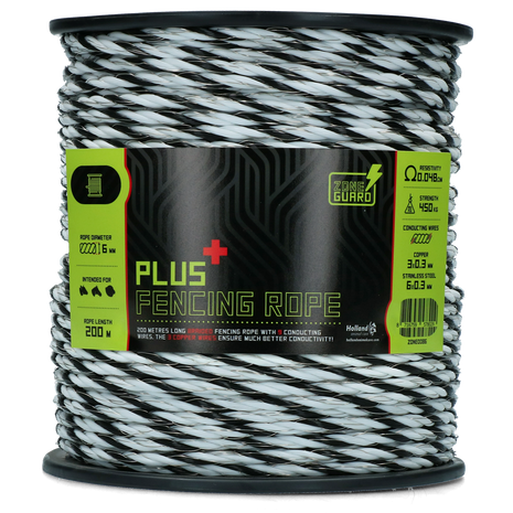 ZoneGuard 6 mm Plus afrasteringskoord zwart en wit 200 m